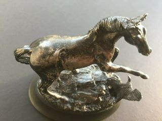 HEAVY FINE ENGLISH SOLID SILVER HORSE CRISP SHEFFIELD 1977 HALLMARK. 4