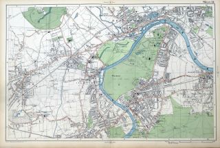 London - Antique Map / Street Plan,  Richmond,  Hounslow,  Isleworth - Bacon,  1910.