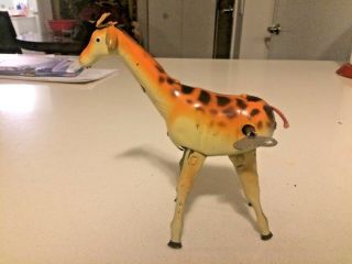 Vintage Old Collectible Rare African Giraffe Animal Wind Up Litho Tin Toy Japan