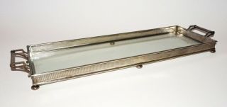Us Sterling Silver Glass Bottom Long Tray 94 On Ball Feet By Tiffany & Co.  (mel)