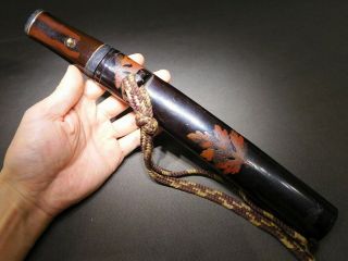 Makie Lacquered TANTO Sword KOSHIRAE w Fuchi/Kashira 19thC Japanese Edo Antique 11