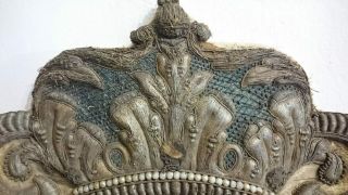 Antique Handmade Gold Metallic Thread Embroidery Velvet Jesuits Emblem. 5