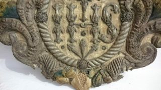 Antique Handmade Gold Metallic Thread Embroidery Velvet Jesuits Emblem. 6