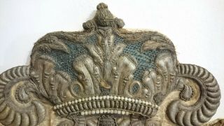 Antique Handmade Gold Metallic Thread Embroidery Velvet Jesuits Emblem. 9