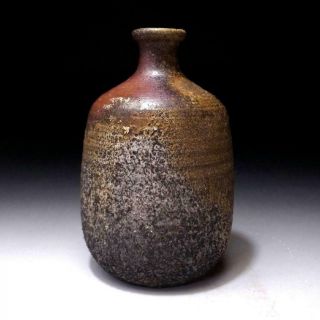 BD8 Japanese Sake bottle,  Bizen Ware by Human Cultural Treasure,  Mitsuru Isezaki 2