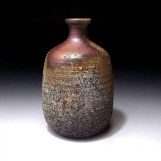 BD8 Japanese Sake bottle,  Bizen Ware by Human Cultural Treasure,  Mitsuru Isezaki 7