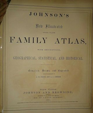 Vintage 1862 NEBRASKA TERRITORY - IOWA MAP Old Antique Johnson ' s Atlas 3