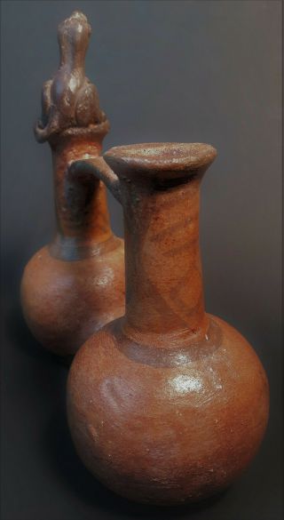 Double Chamber Whistling Bottle Chimu Inca Peru Pottery PreColumbian Artifact 6