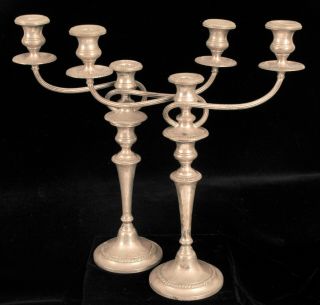 Antique Designer Signed Gorham Sterling Silver Pair Candlabra Candlesticks 670