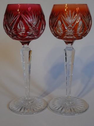 Two Vintage Roemer Wine Glasses Crystal Val St Lambert Bourget