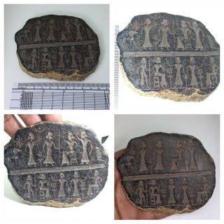 Rare Ancient Sassanian Art Black Hard Stone Tile