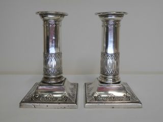 silver art nouveau candlesticks 1903 by Thomas A Scott antique 8x13cm 6