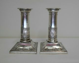 silver art nouveau candlesticks 1903 by Thomas A Scott antique 8x13cm 7
