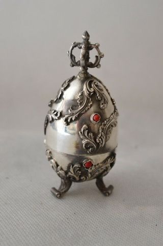 SILVER openwork EGG - OPENED - CHILD KINDER SECESSION - VERY OLD 2