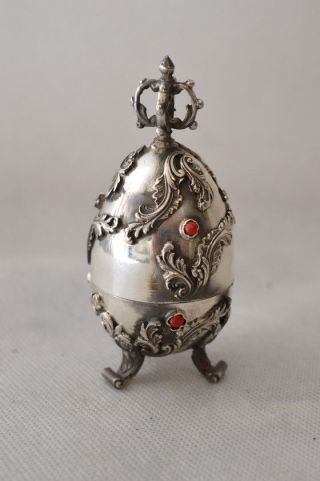 SILVER openwork EGG - OPENED - CHILD KINDER SECESSION - VERY OLD 7