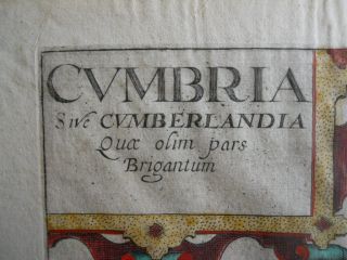 Map,  Ch.  Saxton & Will.  Kip,  Cumbria Cumberlandia,  Antique,  1610 - 1637