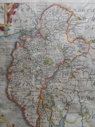 Map,  Ch.  Saxton & Will.  Kip,  Cumbria Cumberlandia,  Antique,  1610 - 1637 4