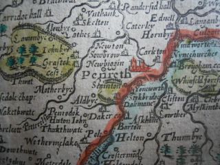 Map,  Ch.  Saxton & Will.  Kip,  Cumbria Cumberlandia,  Antique,  1610 - 1637 8