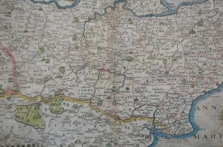 Kent / Saxton,  Hole Antique Map 1607 - 1610 Fragment 1