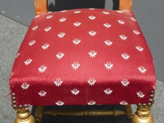 Unique Vintage Rococo French Provincial Ornate Gold & Red Petite Accent Chair 5