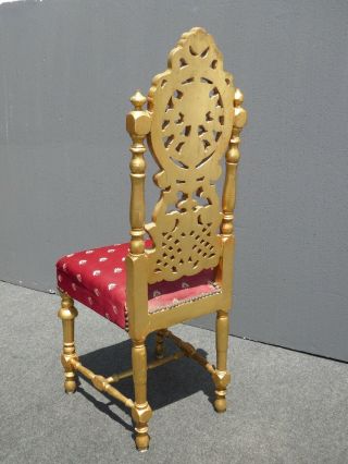 Unique Vintage Rococo French Provincial Ornate Gold & Red Petite Accent Chair 7