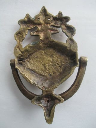 GREMLIN FACE solid Brass DOOR KNOCKER mischievous creature imaginary ANTIQUE 9