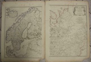 Scandinavia Russia 1787 Schraembl Wall Two Sheets Antique Copper Engraved Map
