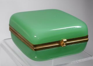Green Opaline French Box,  Circa 1900