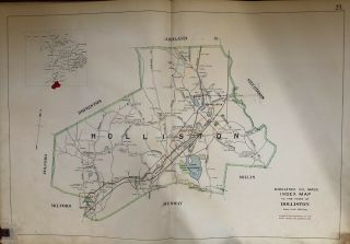 Orig 1908 Middlesex Co.  Ma Holliston Lake Grove Cemetery Lake Winthrop Atlas Map