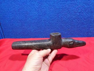 Large Native American Carved Stone Pipe