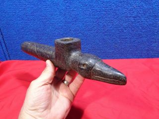 LARGE NATIVE AMERICAN CARVED STONE PIPE 2