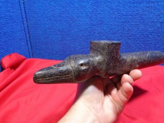 LARGE NATIVE AMERICAN CARVED STONE PIPE 4
