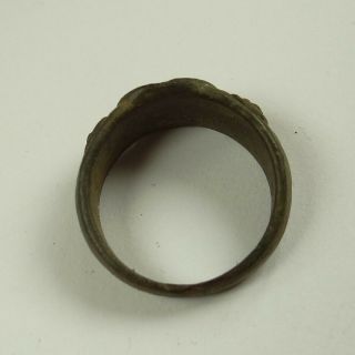 ANCIENT ARTIFACT MEDIEVAL BRONZE RING SEAL WITH PENTAGRAM 6