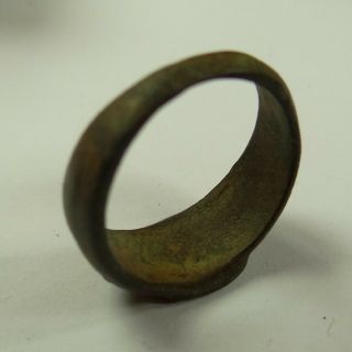 ANCIENT ARTIFACT MEDIEVAL BRONZE RING SEAL WITH PENTAGRAM 7