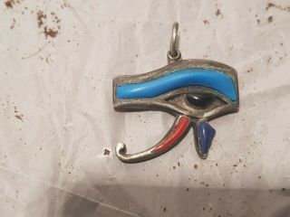 Rare Antique Ancient Egyptian Silver Hanger Eye Of Horus Protection 1750 - 1670bc