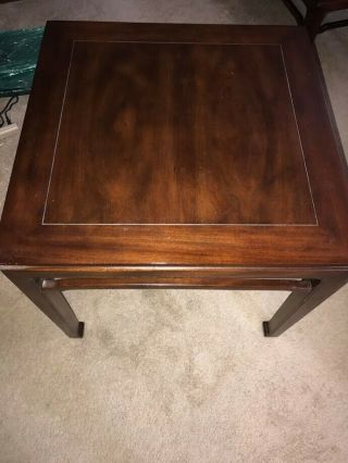 Henredon Square End Table - Walnut & Mahogany From Ming Dynasty Collec