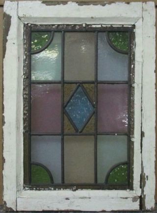 Victorian English Leaded Stained Glass Window Stunning Geometric 13 " X 18 "