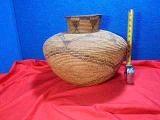 LARGE ANTIQUE NATIVE AMERICAN INDIAN WOVEN BASKET 10 2