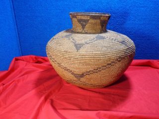 LARGE ANTIQUE NATIVE AMERICAN INDIAN WOVEN BASKET 10 3