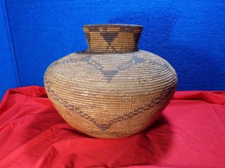 LARGE ANTIQUE NATIVE AMERICAN INDIAN WOVEN BASKET 10 5
