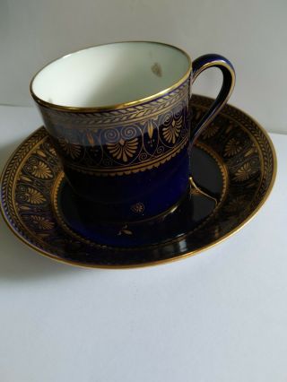 Antique 19.  Century Sevres Porcelain Cobalt Blue Cup & Saucer 3