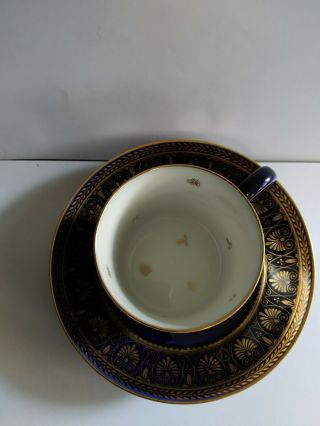 Antique 19.  Century Sevres Porcelain Cobalt Blue Cup & Saucer 4