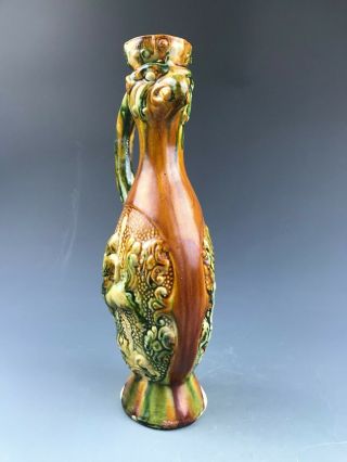 Rare Chinese Tang Tri - Color Glazed Phoenix Ceramics Vase A.  D.  618 - 907 Tang dynast 5
