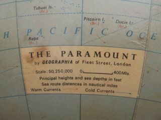 VINTAGE GEOGRAPHIA THE PARAMOUNT LONDON GLOBE - BAKELITE STEP BASE 4