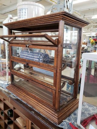 Antique Country Store Oak Ribbon Display Cabinet - Some Delivery Available 3