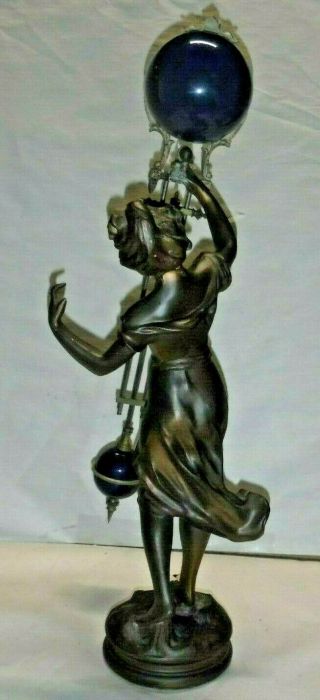 LARGE ANSONIA - STYLE MYSTERY DANCING LADY SWINGER CLOCK RARE 8