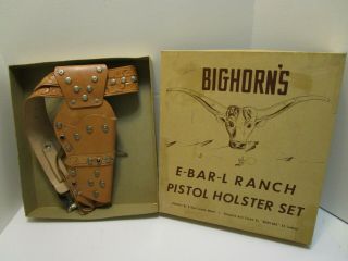 Rare Vintage E - Bar - L Ranch Pistol Cap Gun Holster Set By Bighorn Leather Co.