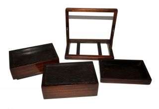 19/20C Chinese Well Made Mini Hardwood Stacking Boxes on Stand w.  Handle (Cwo) 4