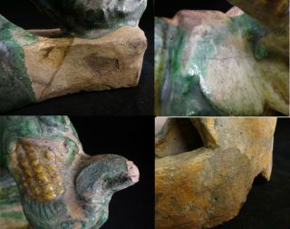 Antique Chinese Ming Dyn.  3 color glazed pottery of a seated Warrior.  15th /16th c 9