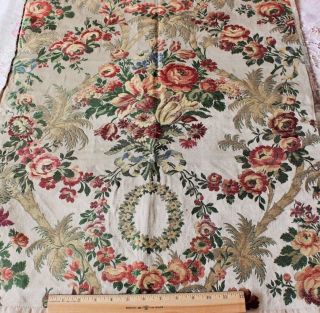 French Antique Silk & Metallic Brocade Fabric C1860 - 70 Woven On 18thc Looms